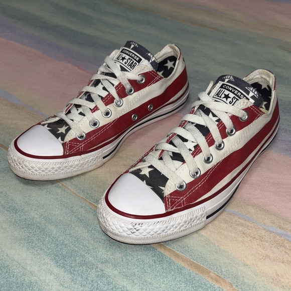 Converse Chuck Taylor All Star Low Sneakers USA FLAG women’s size 8 - Picture 4 of 9